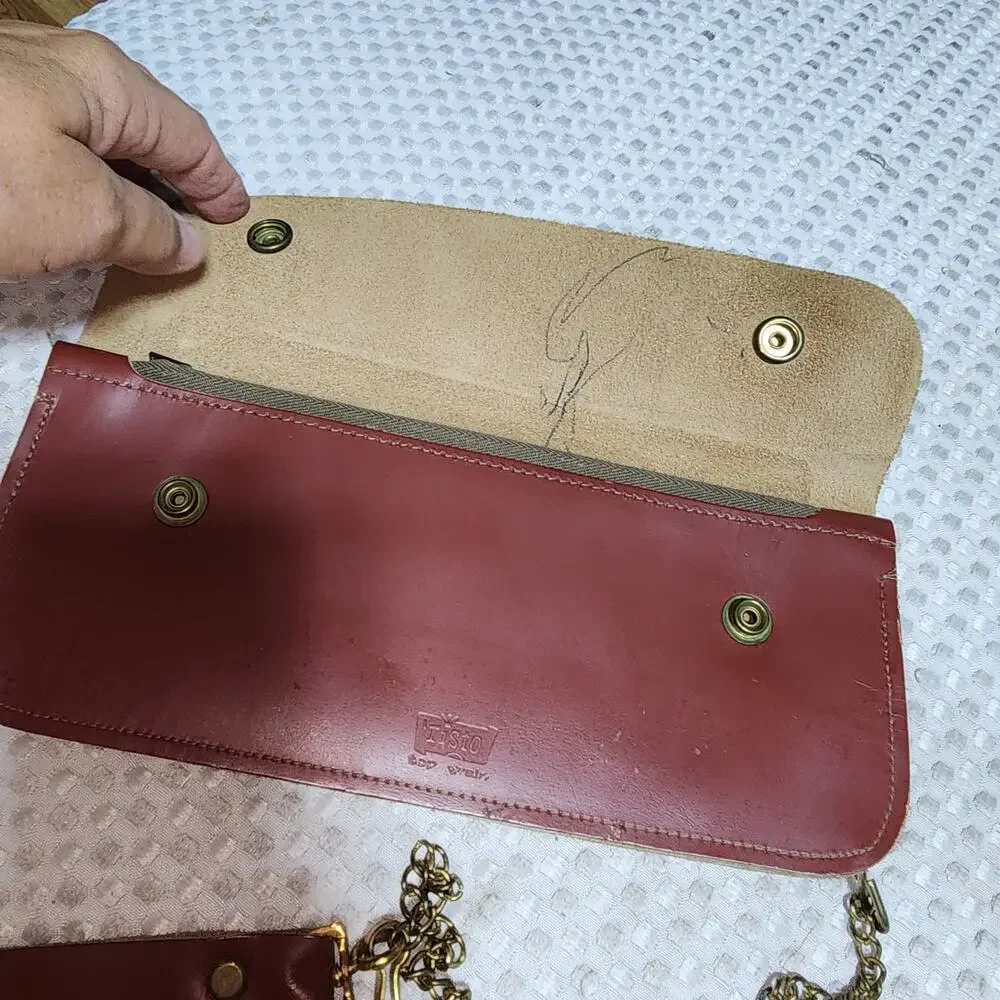 RISTO GENUINE LEATHER BIKERS CHAINEF WALLET VINTAGE